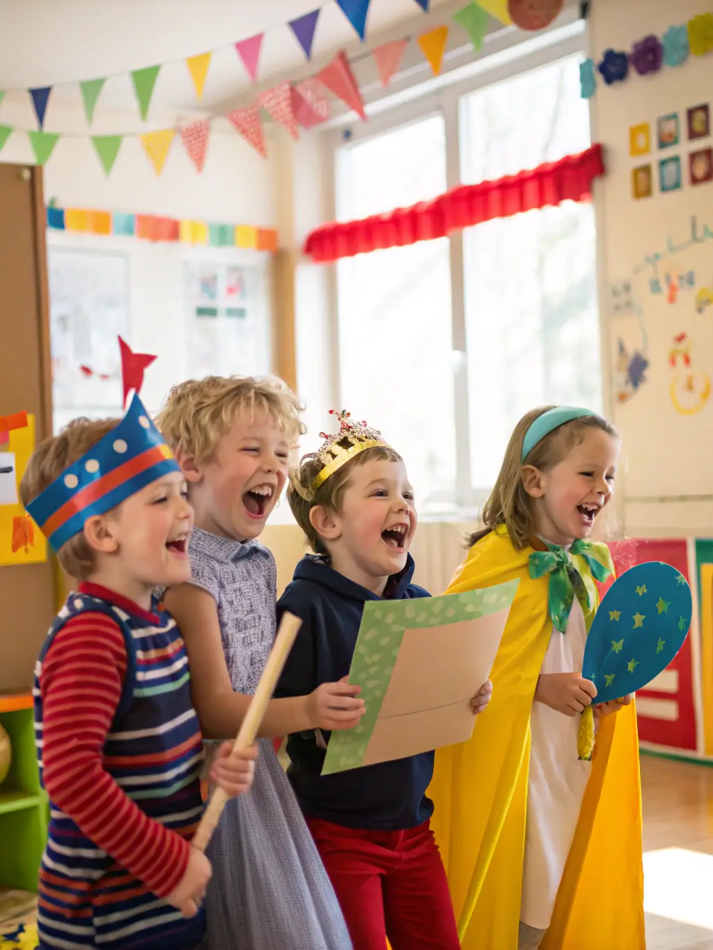 A photograph capturing a CAP NANAS educational outreach program, featuring theatre members interacting with local students, teaching them about the history and art of theatre.